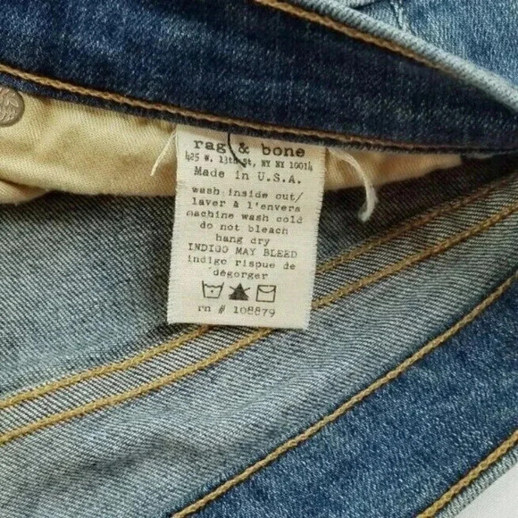 Rag & Bone 27X30 Women's Skinny Blue Monument Color Embroidered Logo Denim Jeans - Picture 8 of 11